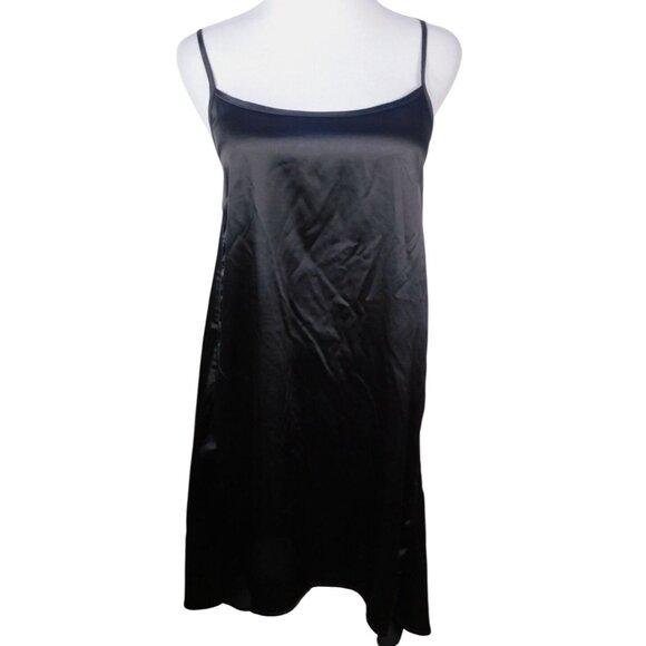 Gracia Womens Black Satin Slip Dress S Minimalist Chic - Picture 1 of 11